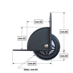 Ruota in poliuretano colato con mozzo in PBT e cuscinetti a sfera ABEC7 per valigia, trolley, baule e flight case