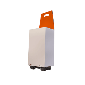 Alternative view of Il Trundler Box Foot aggiunge stabilità e sollevamento ai cartoni con ruote, proteggendo il contenuto in ambienti umidi e consentendo l’accesso con carrelli elevatori